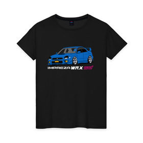 Женская футболка хлопок с принтом Subaru Impreza WRX STI (GD) , 100% хлопок | прямой крой, круглый вырез горловины, длина до линии бедер, слегка спущенное плечо | impreza wrx sti | subaru | subaru impreza | subaru impreza wrx sti | wrx sti