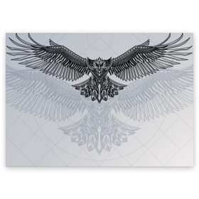 Поздравительная открытка с принтом Eagle tribal painting , 100% бумага | плотность бумаги 280 г/м2, матовая, на обратной стороне линовка и место для марки
 | Тематика изображения на принте: eagle | painting | tribal | крылья | орел | перья | рисунок | трайбл