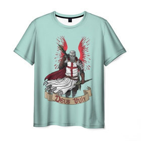 Мужская футболка 3D с принтом Deus Vult , 100% полиэфир | прямой крой, круглый вырез горловины, длина до линии бедер | deus vult | деус вульт | крестоносец | крестоносцы | религия | рыцарь