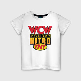 Детская футболка хлопок с принтом WCW Monday Night Nitro , 100% хлопок | круглый вырез горловины, полуприлегающий силуэт, длина до линии бедер | Тематика изображения на принте: nitro | wcw | wrestling | рестлинг