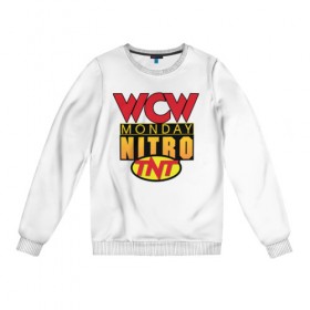 Женский свитшот хлопок с принтом WCW Monday Night Nitro , 100% хлопок | прямой крой, круглый вырез, на манжетах и по низу широкая трикотажная резинка  | nitro | wcw | wrestling | рестлинг