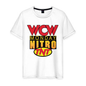 Мужская футболка хлопок с принтом WCW Monday Night Nitro , 100% хлопок | прямой крой, круглый вырез горловины, длина до линии бедер, слегка спущенное плечо. | nitro | wcw | wrestling | рестлинг
