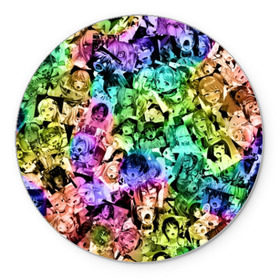 Коврик круглый с принтом Радуга ахегао , резина и полиэстер | круглая форма, изображение наносится на всю лицевую часть | ahegao | anime | manga | аниме | ахегао | коллаж | манга | паттрен | цвет