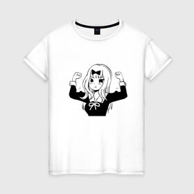 Женская футболка хлопок с принтом Чика Фудзивара , 100% хлопок | прямой крой, круглый вырез горловины, длина до линии бедер, слегка спущенное плечо | kaguya sama: love is war | аниме | тика фудзивара