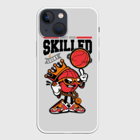 Чехол для iPhone 13 mini с принтом Skilled and lucky ,  |  | ball | basketball | black | clo | cool | crown | finger | gold | lucky | ring | sneakers | street | teenager | text | white | баскетбол | баскетболист | большая | кольцо | корона | кроссовки | крутой | мяч | надпись | опытный | очки | перчатки |