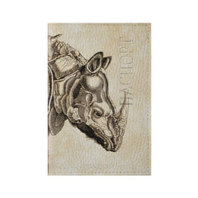 Обложка для паспорта матовая кожа с принтом Носорог (гравюра Дюрера) , натуральная матовая кожа | размер 19,3 х 13,7 см; прозрачные пластиковые крепления | rhinoceros | гравюра | индия | латы | млекопитающий | непарнокопытный | рог | холст | чешуя
