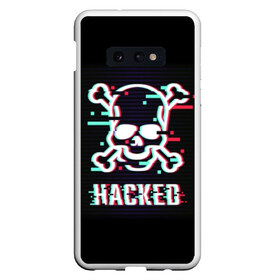 Чехол для Samsung S10E с принтом Pirate sign , Силикон | Область печати: задняя сторона чехла, без боковых панелей | attack | bones | glitch | hacked | hacker | pirate | sign | skull | symbol | text | warning | атака | взломанный | глюк | знак | кости | пиратский | предупреждение | символ | текст | хакер | череп