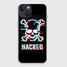 Чехол для iPhone 13 с принтом Pirate sign ,  |  | attack | bones | glitch | hacked | hacker | pirate | sign | skull | symbol | text | warning | атака | взломанный | глюк | знак | кости | пиратский | предупреждение | символ | текст | хакер | череп