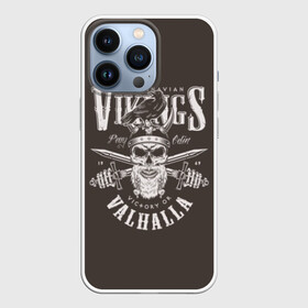 Чехол для iPhone 13 Pro с принтом Vikings ,  |  | Тематика изображения на принте: beard | bird | black | crow | death | emblem | evil | logo | mustache | retro | sign | skull | symbol | vikings | vintage | warriors | weapon | агрессия | борода | викинги | воины | ворона | зло | знак | кос | логотип | мечи | надпись | оружие | птица | р