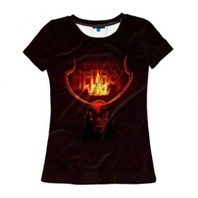 Женская футболка 3D с принтом Hellboy Aquarell , 100% полиэфир ( синтетическое хлопкоподобное полотно) | прямой крой, круглый вырез горловины, длина до линии бедер | art | hell boy | hellboy | арт | хел бой | хелл бой | хеллбой | хэлл бой | хэллбой