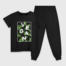 Детская пижама хлопок с принтом Vegan , 100% хлопок |  брюки и футболка прямого кроя, без карманов, на брюках мягкая резинка на поясе и по низу штанин
 | веган | веганство | вегетарианец | вегетарианство | еда | защита | зеленый | земля | листья | мир | охрана | позиция | природа