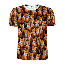 Мужская футболка 3D спортивная с принтом Упоротые лисы , 100% полиэстер с улучшенными характеристиками | приталенный силуэт, круглая горловина, широкие плечи, сужается к линии бедра | fox | животные | лис | лиса | лисичка | мем | паттрен | рыжий | толпа | упортый | фыр фыр