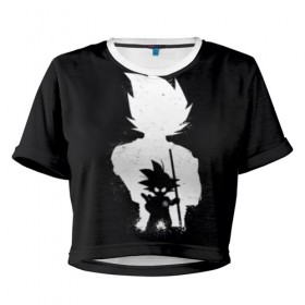 Женская футболка 3D укороченная с принтом Son Goku , 100% полиэстер | круглая горловина, длина футболки до линии талии, рукава с отворотами | ball | dragon | goku | son | гоку | драконий | жемчуг | сон