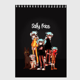 Скетчбук с принтом Sally Face , 100% бумага
 | 48 листов, плотность листов — 100 г/м2, плотность картонной обложки — 250 г/м2. Листы скреплены сверху удобной пружинной спиралью | blue | diane | face | fisher | gizmo | henry | johnson | killer | larry | sally | генри | гизмо | джонсон | диана | ларри | лицо | салли | фейс | фишер