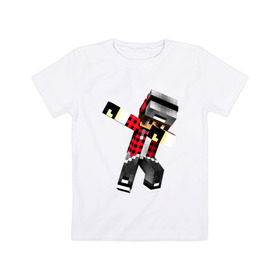 Детская футболка хлопок с принтом Dab Minecraft , 100% хлопок | круглый вырез горловины, полуприлегающий силуэт, длина до линии бедер | dab | deb | minecraft | даб | деб | майнкрафт
