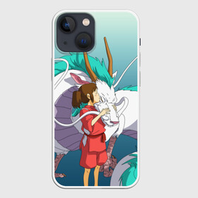 Чехол для iPhone 13 mini с принтом Тихиро целует Хаку ,  |  | anime | spirited away | аниме | дракон | миядзаки | мультфильм | сэн | тихиро | унесённые призраками | хаку