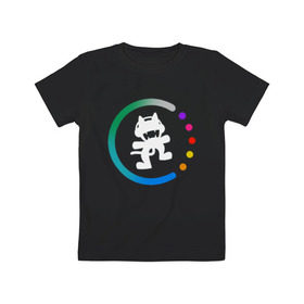Детская футболка хлопок с принтом Monstercat , 100% хлопок | круглый вырез горловины, полуприлегающий силуэт, длина до линии бедер | 