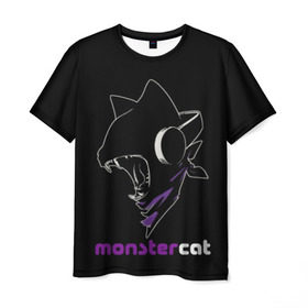 Мужская футболка 3D с принтом Monstercat , 100% полиэфир | прямой крой, круглый вырез горловины, длина до линии бедер | monstercat | клуб | клубная музыка | кот | котенок | кошка | лейбл | монстар | монстар кет | монстер | музыка | танцевальная музыка | электронная | электронная музыка