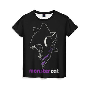 Женская футболка 3D с принтом Monstercat , 100% полиэфир ( синтетическое хлопкоподобное полотно) | прямой крой, круглый вырез горловины, длина до линии бедер | monstercat | клуб | клубная музыка | кот | котенок | кошка | лейбл | монстар | монстар кет | монстер | музыка | танцевальная музыка | электронная | электронная музыка