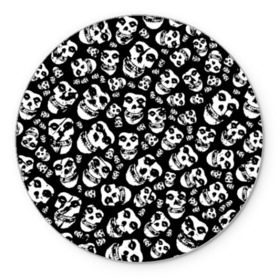 Коврик для мышки круглый с принтом The Misfits , резина и полиэстер | круглая форма, изображение наносится на всю лицевую часть | punk | punk rock | rock | лицо | мисфитс | панк | панк рок | паттрен | призрак | рок | скелет | череп | черно белый