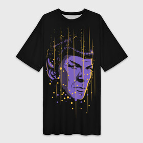 Платье-футболка 3D с принтом Спок ,  |  | spock | star fleet | star trek | uss enterprise | академия звёздного флота | дискавери | звёздный путь | звёздный флот | кино | космический корабль | космос | спок | стар трек | энтерпрайз
