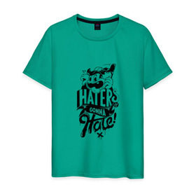 Мужская футболка хлопок с принтом Haters gonna Hate , 100% хлопок | прямой крой, круглый вырез горловины, длина до линии бедер, слегка спущенное плечо. | haters gonna hate | прикольный принт | футболка принт