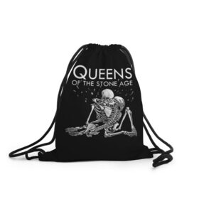 Рюкзак-мешок 3D с принтом Queens of the Stone Age , 100% полиэстер | плотность ткани — 200 г/м2, размер — 35 х 45 см; лямки — толстые шнурки, застежка на шнуровке, без карманов и подкладки | Тематика изображения на принте: josh homme | metal | qotsa | queens of the stone age | rock | группы | метал | музыка | рок