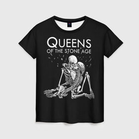 Женская футболка 3D с принтом Queens of the Stone Age , 100% полиэфир ( синтетическое хлопкоподобное полотно) | прямой крой, круглый вырез горловины, длина до линии бедер | josh homme | metal | qotsa | queens of the stone age | rock | группы | метал | музыка | рок