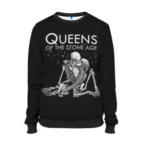 Женский свитшот 3D с принтом Queens of the Stone Age , 100% полиэстер с мягким внутренним слоем | круглый вырез горловины, мягкая резинка на манжетах и поясе, свободная посадка по фигуре | josh homme | metal | qotsa | queens of the stone age | rock | группы | метал | музыка | рок