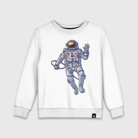 Детский свитшот хлопок с принтом Космонавт BIGSPACE , 100% хлопок | круглый вырез горловины, эластичные манжеты, пояс и воротник | без фона | космонавт | космос