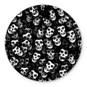 Коврик круглый с принтом Призраки Мисфитс , резина и полиэстер | круглая форма, изображение наносится на всю лицевую часть | misfits | punk | punk rock | rock | лицо | мисфитс | панк | панк рок | паттрен | призрак | рок | скелет | череп | черно белый