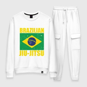 Женский костюм хлопок с принтом Brazilian Jiu Jitsu , 100% хлопок | на свитшоте круглая горловина, мягкая резинка по низу. Брюки заужены к низу, на них два вида карманов: два 