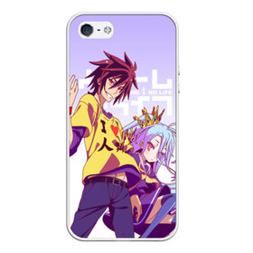 Чехол для iPhone 5/5S матовый с принтом No Game No Life , Силикон | Область печати: задняя сторона чехла, без боковых панелей | no game no life | аниме | без игры жизни нет | манга | нет игры   нет жизни | сора и сиро | широ