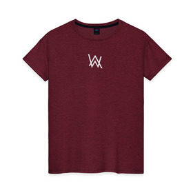 Женская футболка хлопок с принтом Alan Walker , 100% хлопок | прямой крой, круглый вырез горловины, длина до линии бедер, слегка спущенное плечо | alan | alan walker | edm | music | алан уокер | музыка | песни алана уокера