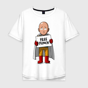 Мужская футболка хлопок Oversize с принтом One Punch Man , 100% хлопок | свободный крой, круглый ворот, “спинка” длиннее передней части | one punch man | onepunchman | oppai | аниме | ван панч мен | ванпанчмен | манга | сайтама | супергерои | человек один удар