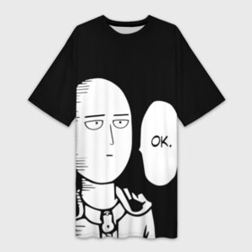 Платье-футболка 3D с принтом One Puncn Man OK ,  |  | one punch man | onepunchman | oppai | аниме | ван панч мен | ванпанчмен | манга | сайтама | супергерои | человек один удар