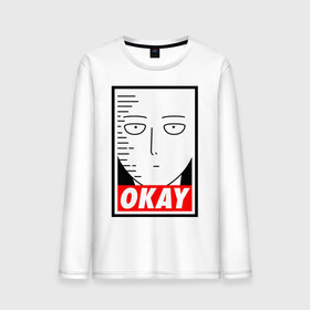 Мужской лонгслив хлопок с принтом OKAY SAITAMA , 100% хлопок |  | one punch man | onepunchman | oppai | аниме | ван панч мен | ванпанчмен | манга | сайтама | супергерои | человек один удар