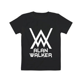 Детская футболка хлопок с принтом Alan Walker , 100% хлопок | круглый вырез горловины, полуприлегающий силуэт, длина до линии бедер | alan walker | алан валкер | алан волкер | алан уокер | диджей | музыка | музыкант | песни