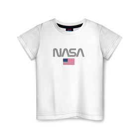 Детская футболка хлопок с принтом Nasa USA , 100% хлопок | круглый вырез горловины, полуприлегающий силуэт, длина до линии бедер | Тематика изображения на принте: nasa | space | usa | звезды | космос | наса | планеты