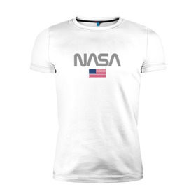 Мужская футболка премиум с принтом Nasa USA , 92% хлопок, 8% лайкра | приталенный силуэт, круглый вырез ворота, длина до линии бедра, короткий рукав | nasa | space | usa | звезды | космос | наса | планеты