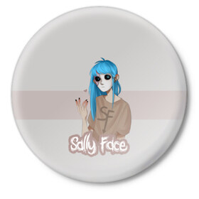 Значок с принтом Sally Face ,  металл | круглая форма, металлическая застежка в виде булавки | blue | diane | face | fisher | gizmo | henry | johnson | killer | larry | sally | генри | гизмо | джонсон | диана | ларри | лицо | салли | фейс | фишер