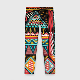 Детские леггинсы 3D с принтом Африканский стиль  , полиэстер 85%, спандекс 15% | эластичный пояс, зауженный крой | africa | african | pattern | style | trend | африка | африканский стиль | геометрия | мода | орнамент | паттерн | стиль | тренд