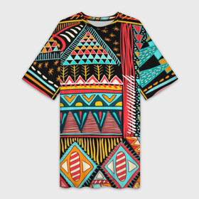 Платье-футболка 3D с принтом Африканский стиль ,  |  | Тематика изображения на принте: africa | african | pattern | style | trend | африка | африканский стиль | геометрия | мода | орнамент | паттерн | стиль | тренд
