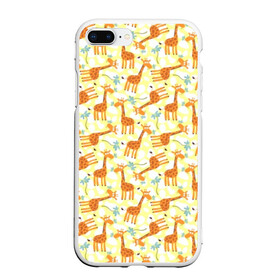 Чехол для iPhone 7Plus/8 Plus матовый с принтом Жирафики , Силикон | Область печати: задняя сторона чехла, без боковых панелей | giraffe | pattern | животные | жираф | паттерн | текстура