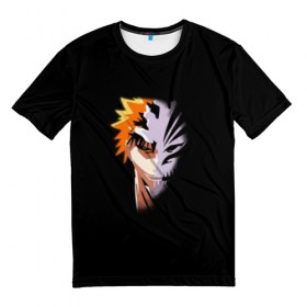 Мужская футболка 3D с принтом Kurosaki Ichigo , 100% полиэфир | прямой крой, круглый вырез горловины, длина до линии бедер | 