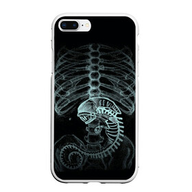 Чехол для iPhone 7Plus/8 Plus матовый с принтом Чужой на Рентгене , Силикон | Область печати: задняя сторона чехла, без боковых панелей | alien | больница | больной | внутренний мир | врач | клиника | кости | пациент | ребра | рентген | скелет | снимок | хищник