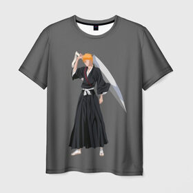 Мужская футболка 3D с принтом Kurosaki Ichigo , 100% полиэфир | прямой крой, круглый вырез горловины, длина до линии бедер | 