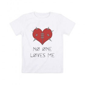 Детская футболка хлопок с принтом No One Loves Me , 100% хлопок | круглый вырез горловины, полуприлегающий силуэт, длина до линии бедер | Тематика изображения на принте: 