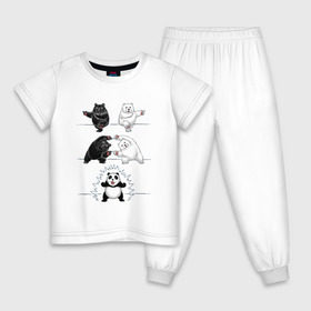 Детская пижама хлопок с принтом Панда превращение , 100% хлопок |  брюки и футболка прямого кроя, без карманов, на брюках мягкая резинка на поясе и по низу штанин
 | 