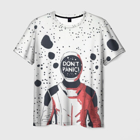 Мужская футболка 3D с принтом Без паники , 100% полиэфир | прямой крой, круглый вырез горловины, длина до линии бедер | dont panic | falcon heavy | spacex | tesla | астронавт | без паники | звезды | илон | илон маск | космонавт | космос | манекен | марс | маск | ракета | тесла